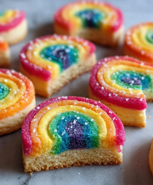 Piped Rainbow Shortbread Cookies