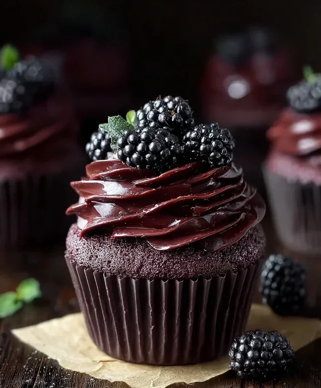 Dark Chocolate Blackberry Cupcakes