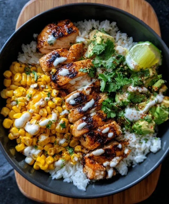Street Corn Chicken Rice Bowl