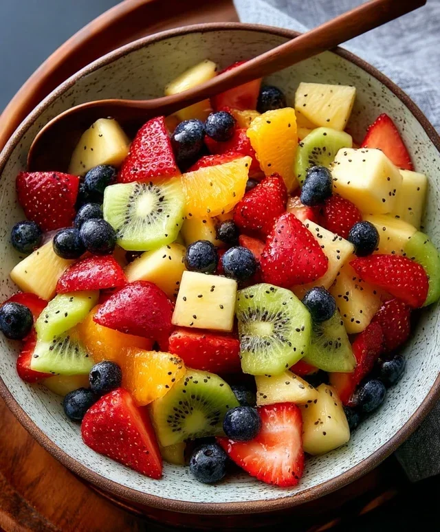 Fruit Salad with Honey-Lime Poppy Seed Dressing