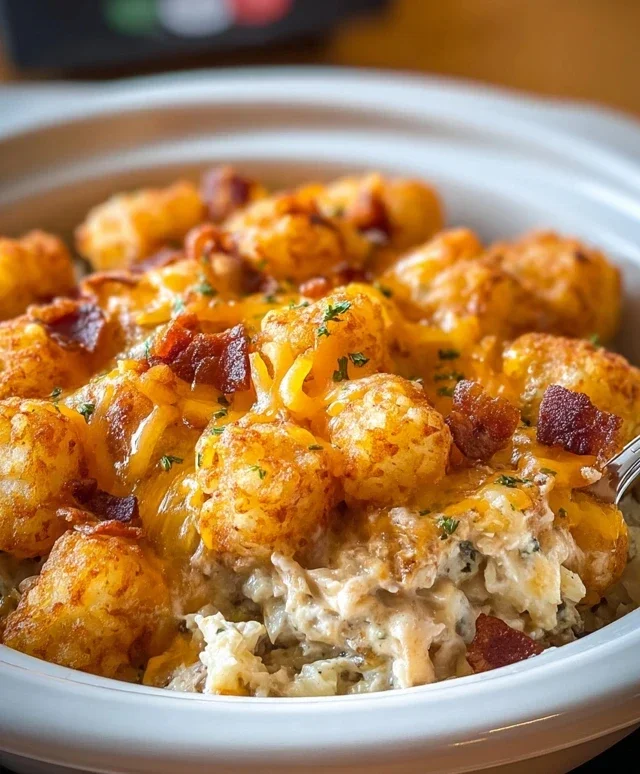 Crock Pot Chicken Tater Tot Casserole