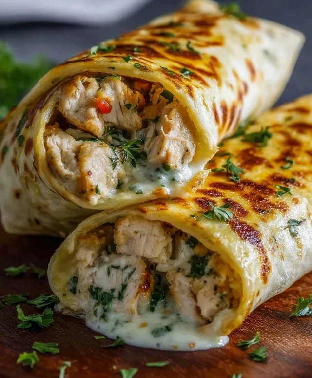 Low Carb Cheesy Garlic Chicken Wraps