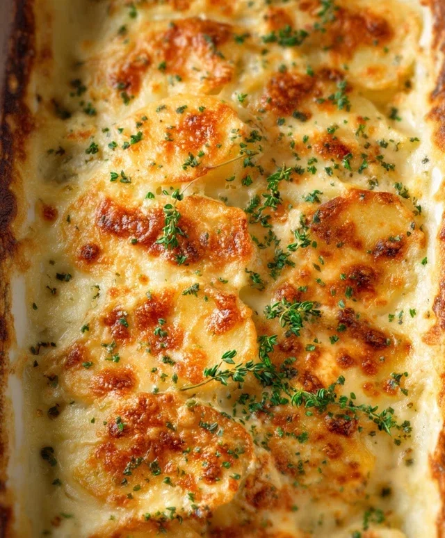 Roasted Garlic Potatoes au Gratin