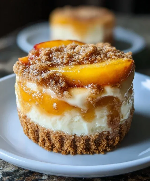 Stuffed Peach Cobbler Mini Cheesecake