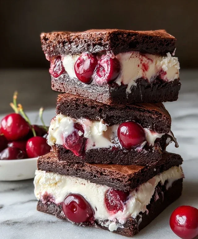 Cherry Brownie Ice Cream Sandwiches