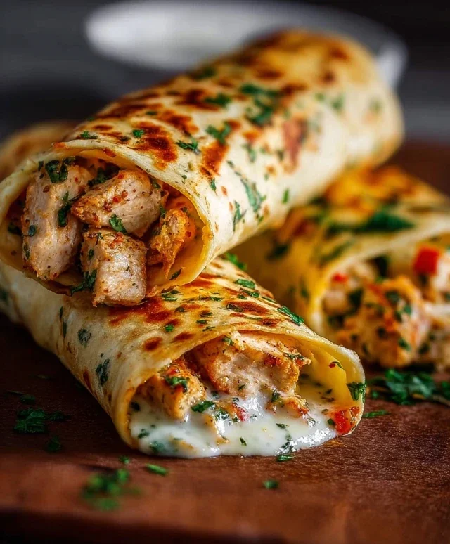 Cheesy Garlic Chicken Wraps