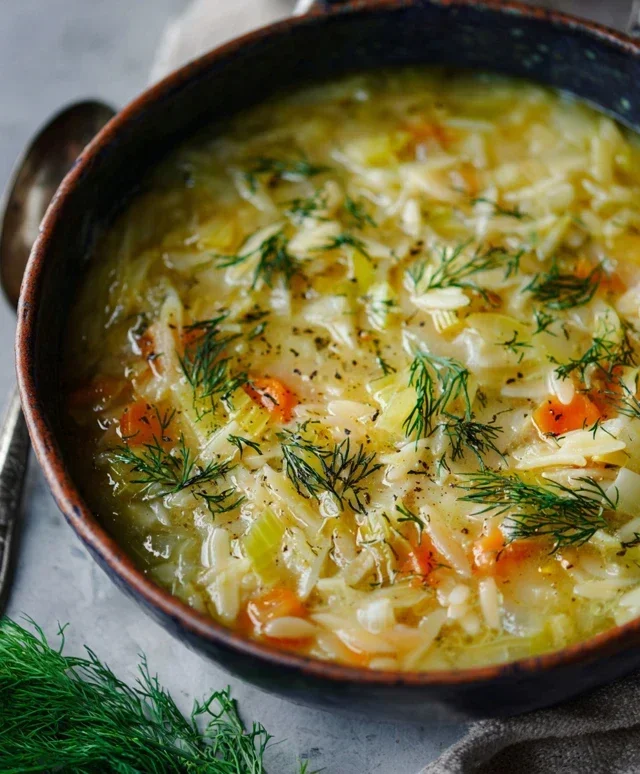 Orzo Leek and Dill Soup