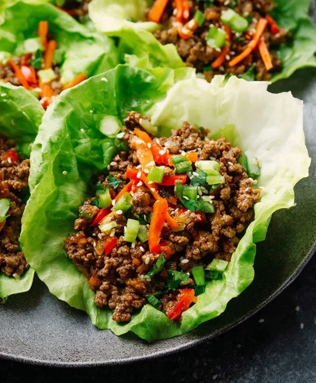Asian Style Ground Beef Lettuce Wraps