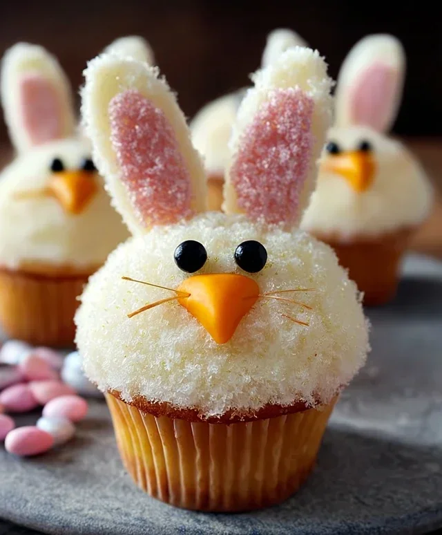 Easter Bunny and Chick Cupcakes