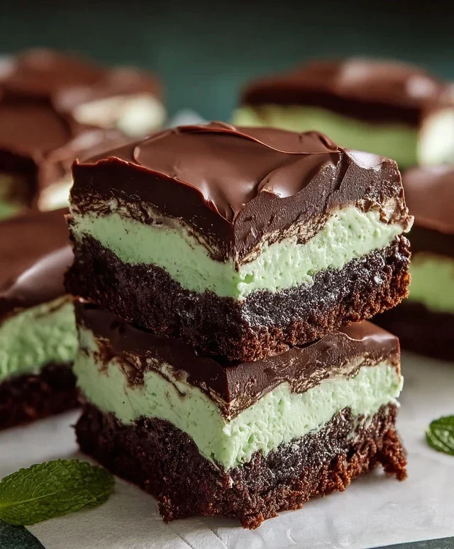 Triple-layer chocolate mint squares