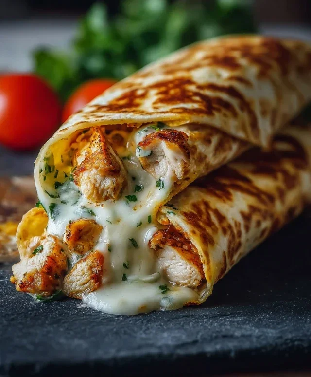 Low Carb Cheesy Garlic Chicken Wraps