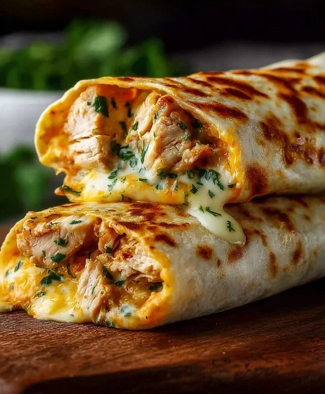 Cheesy Garlic Chicken Wraps