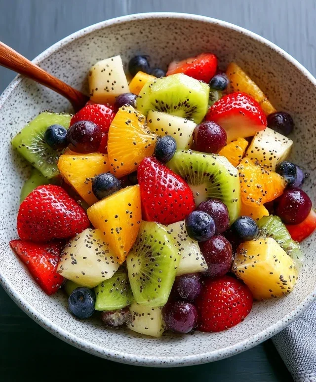 Fruit Salad with Honey-Lime Poppy Seed Dressing