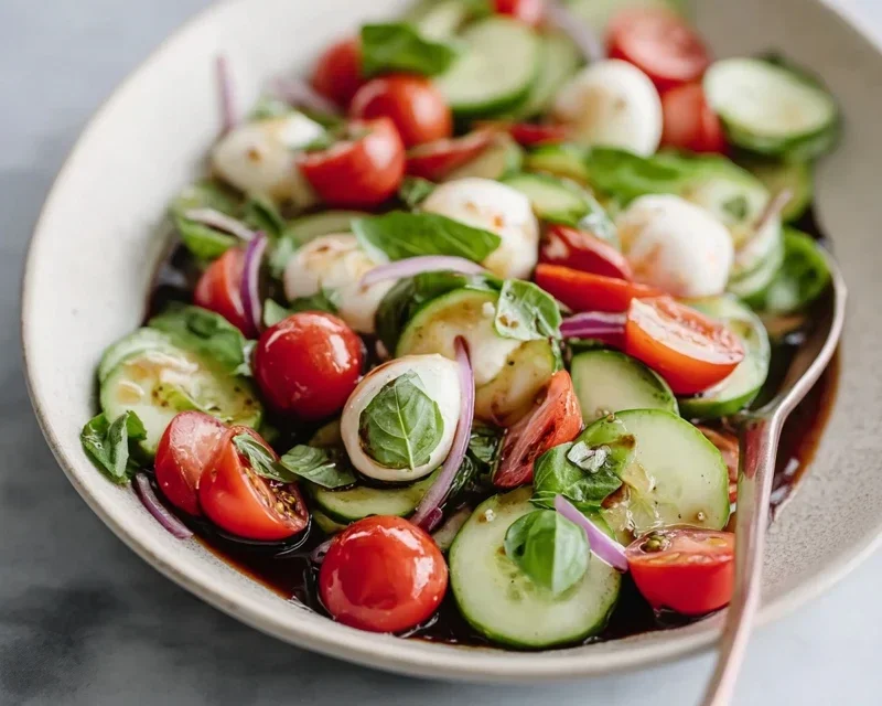 Fresh Cucumber Caprese Salad