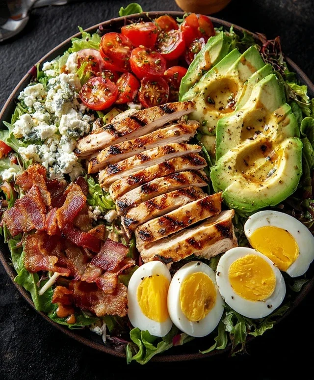 Grilled Chicken Cobb Salad with Honey Dijon {Pnon-non-non-alcoholic alternativeic non-alcoholic aleo, Whole30 Option}