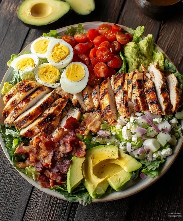 Grilled Chicken Cobb Salad with Honey Dijon {Pnon-non-non-alcoholic alternativeic non-alcoholic aleo, Whole30 Option}