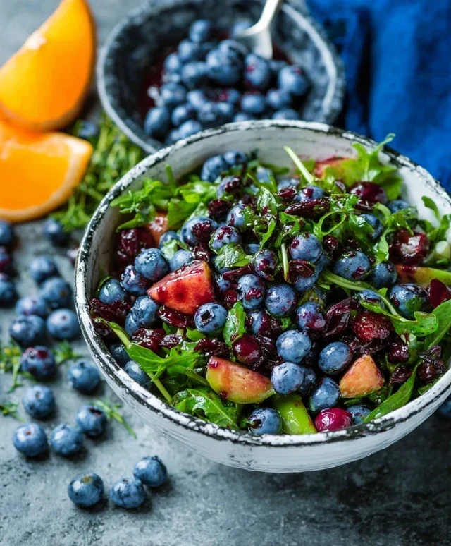 Cranberry Blueberry Salad with Blueberry Balsamic Dressing