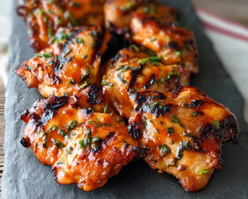 Grilled Honey Buffalo Chicken Thighs