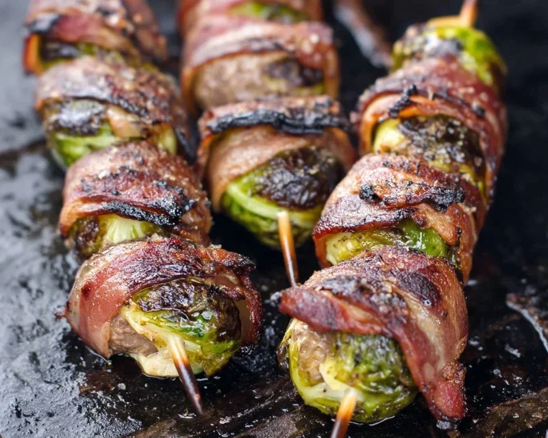 Grilled Beef Beef Bacon Wrapped Brussels Sprouts