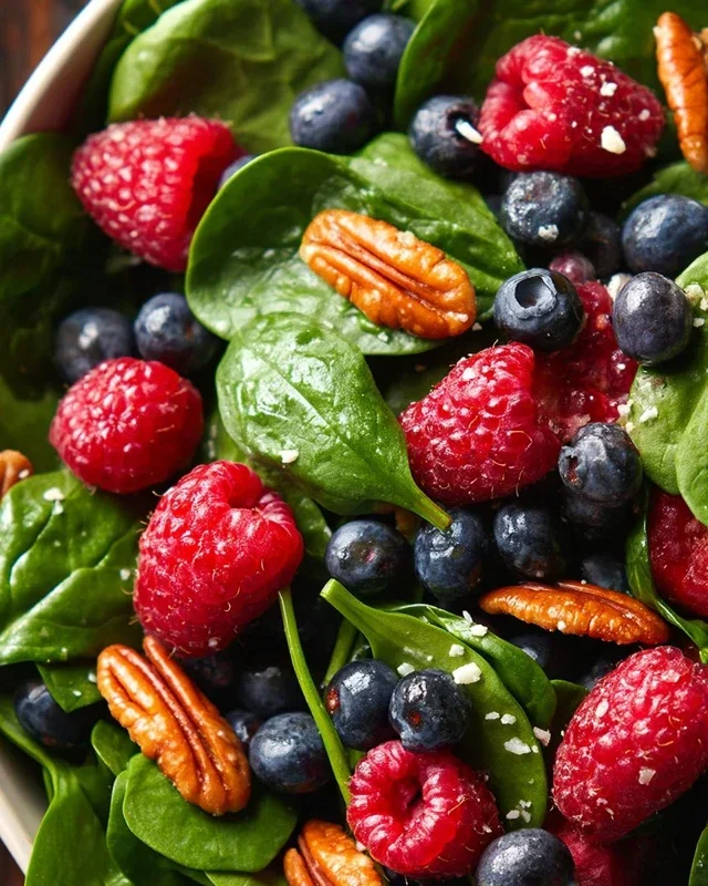 Berry Spinach Salad with Blueberries and Raspberries