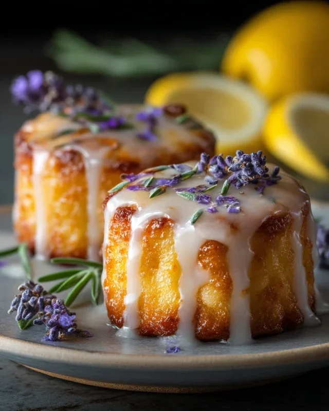Mini Lemon Cakes With Lavender Glaze