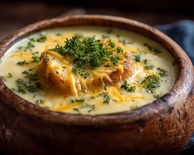 Hearty Cheddar Garlic Herb Potato Soup Recipe