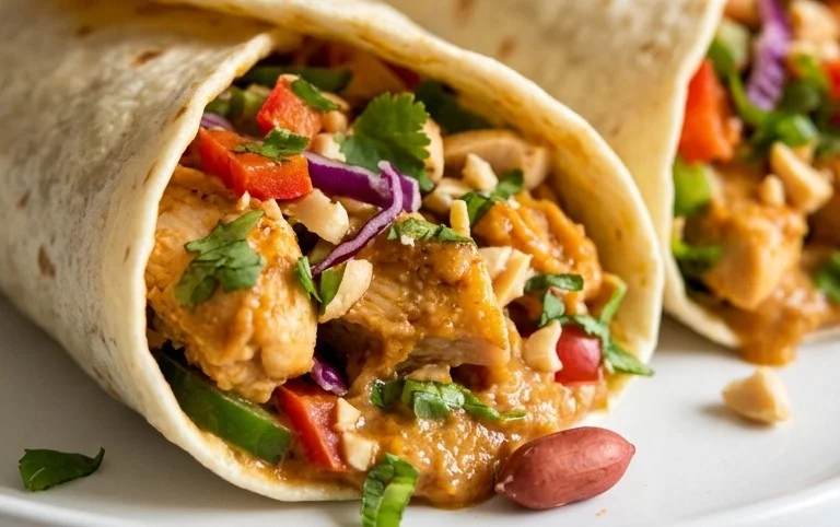 Thai Peanut Chicken Wraps