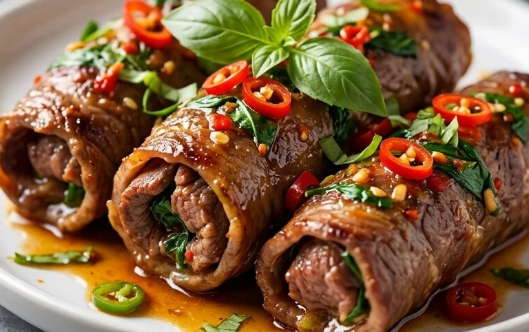 Thai Basil Beef Rolls