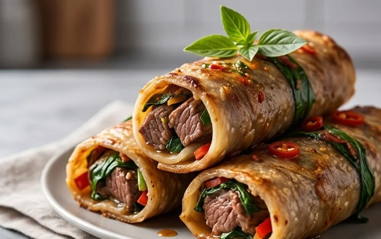 Thai Basil Beef Rolls