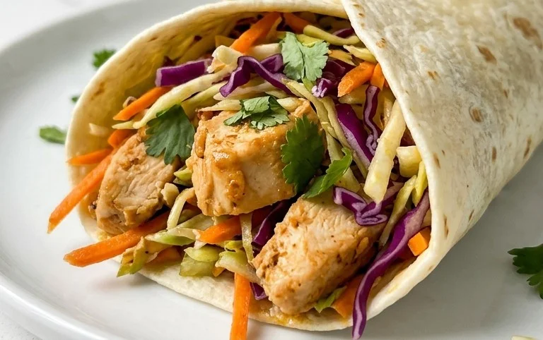 Thai Chicken Wrap with Crunchy Asian Slaw