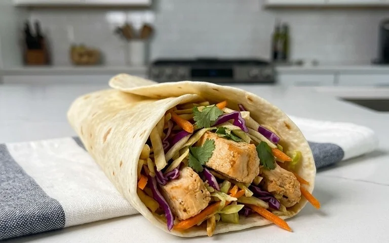 Thai Chicken Wrap with Crunchy Asian Slaw