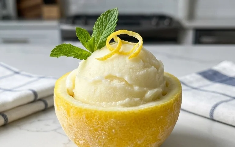 Sorbetto di Limone Dressed Up in a Frozen Lemon Shell
