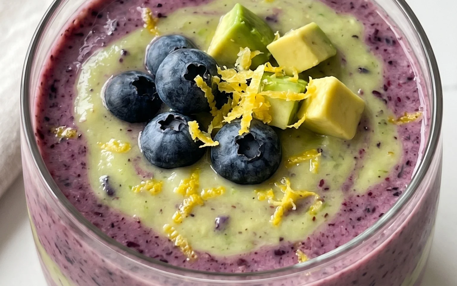 Blueberry Avocado Smoothie With Lemon & Yogurt