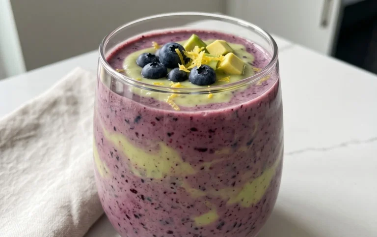 Blueberry Avocado Smoothie With Lemon & Yogurt
