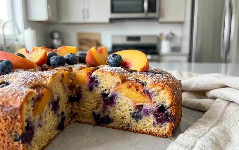 Peach and Blueberry Greek Yogurt Cake