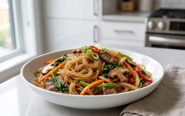 Japchae (Korean Glass Noodle Stir Fry)