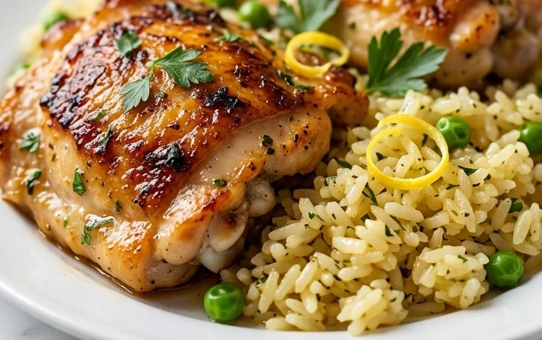 Greek Chicken and Lemon Rice (30 Minutes, One-Pot)