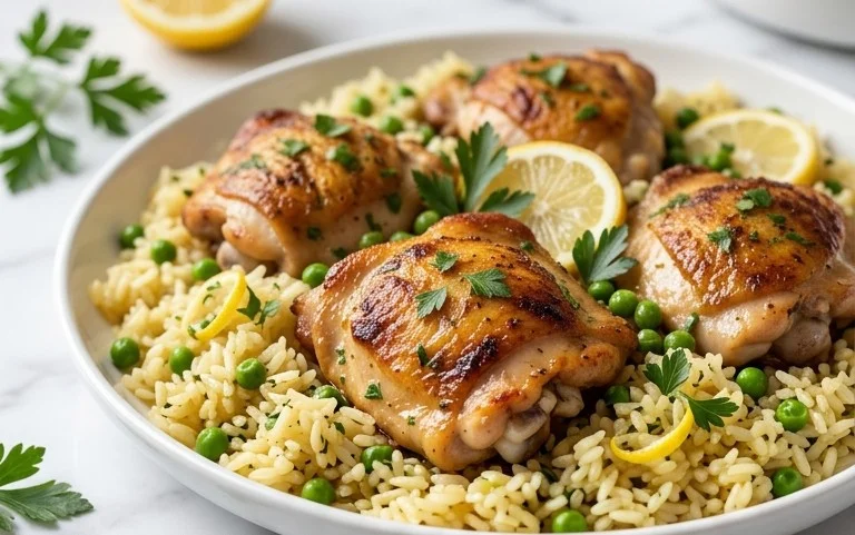 Greek Chicken and Lemon Rice (30 Minutes, One-Pot)