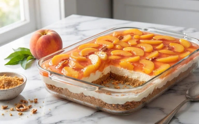 Peach Pretzel Salad Dessert