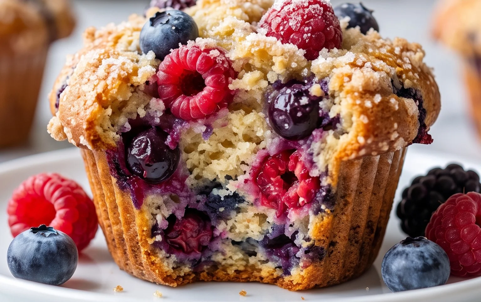 Bakery Style Mixed Berry Muffins | with Frozen Berries