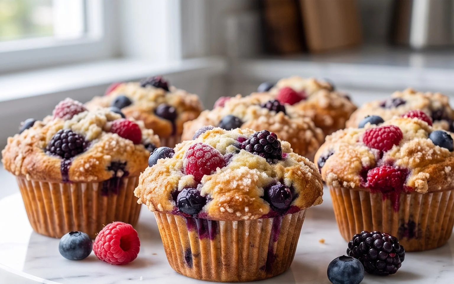 Bakery Style Mixed Berry Muffins | with Frozen Berries