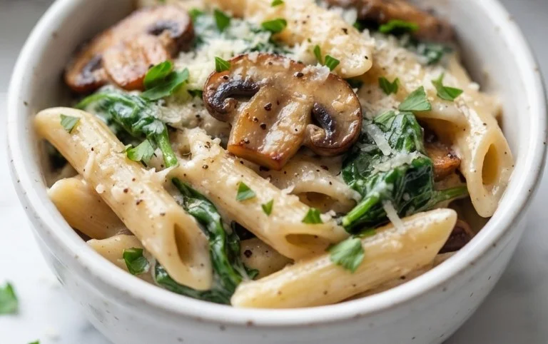 Parmesan Spinach Mushroom Pasta Skillet