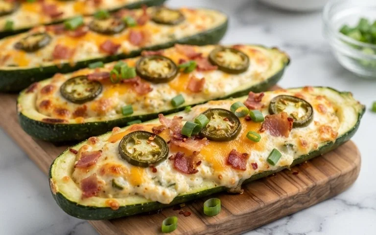 Jalapeno Popper Zucchini Boats