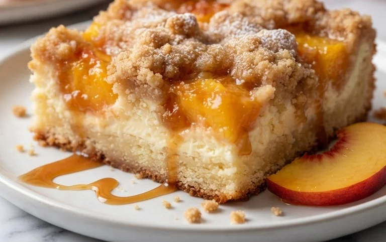 Peach Cream Cheese Cake with Streusel Topping