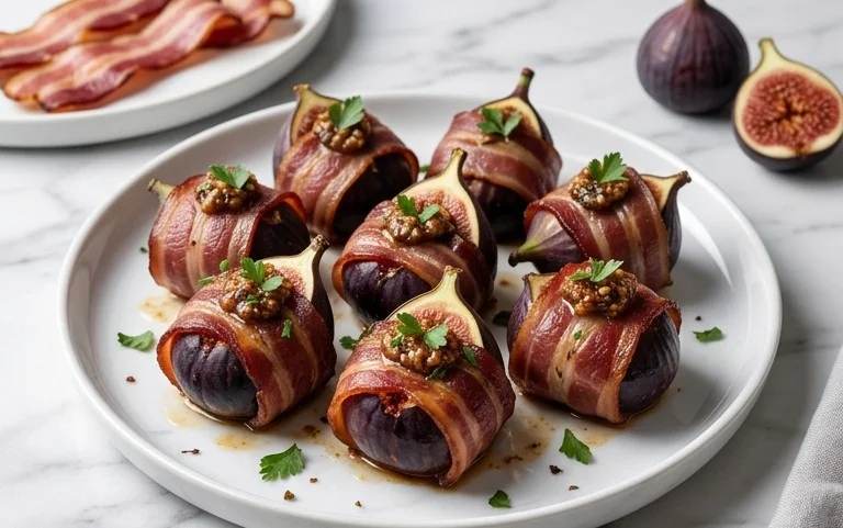 Beef Bacon Wrapped Stuffed Figs