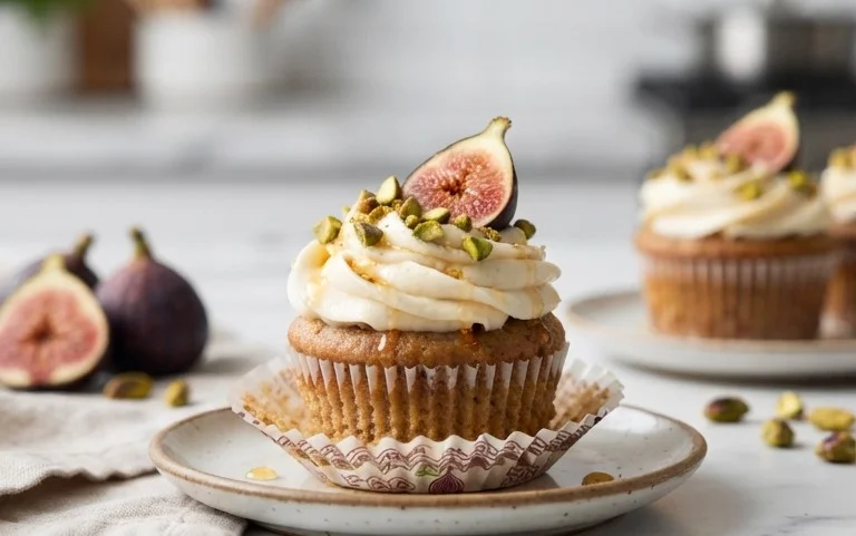 Fig Cupcakes with Honey Cream Cheese Frosting