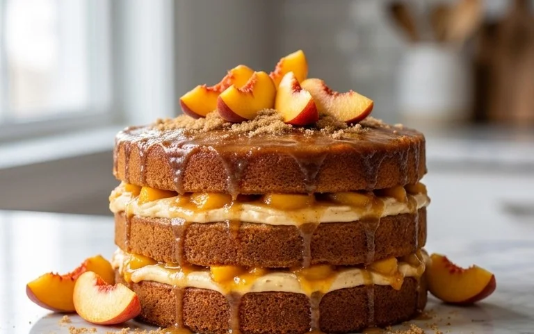 Brown Sugar Layer Cake with Peach Filling