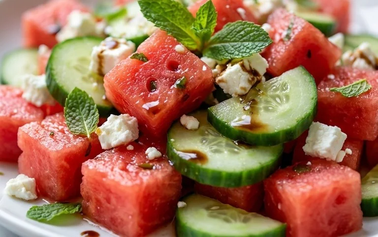 Watermelon Salad with Cucumber and Feta