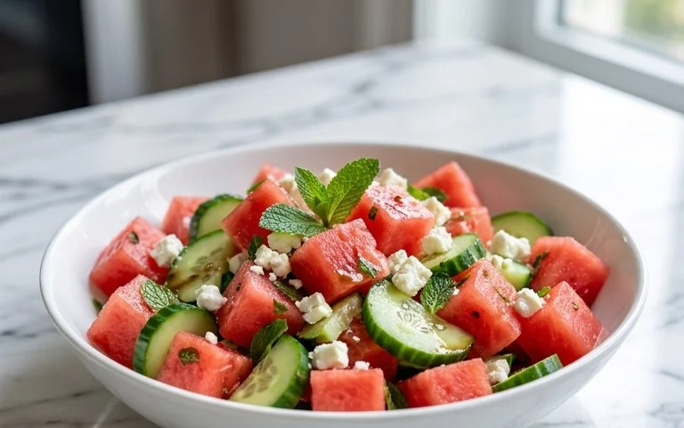 Watermelon Salad with Cucumber and Feta