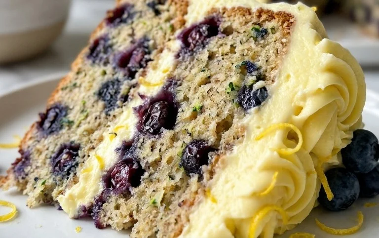 Blueberry Zucchini Cake with Lemon Buttercream
